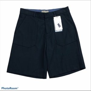Zara Man 30” waist pocketed with front pleats 9” inseam navy shorts